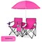 Foldable Picnic Chair with Adjustable Umbrella and Beverage Holders